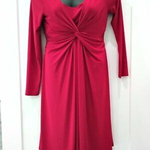 Jones New York Ruby Red Long Sleeve Criss-Cross Surplice Stretch Dress NWT 10